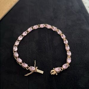 Stamped 10k gold thl kunzite tennis bracelet 8”